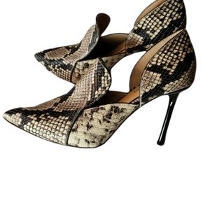 GIANNI BINI LEATHER SNAKE PRINT HEEL SHOE